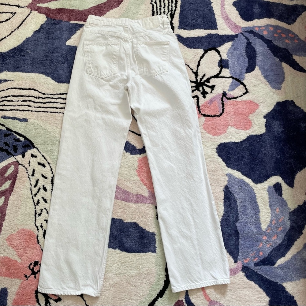 Zara white wide leg denim jeans 100% cotton US size 4 - Picture 4 of 7